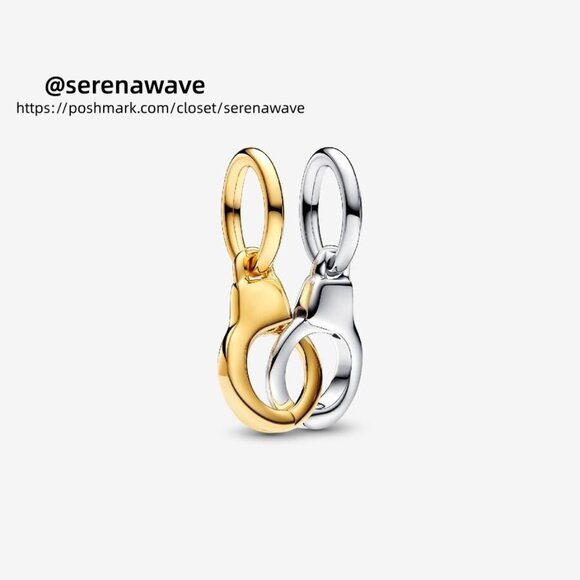 Pandora Openable & Splittable Handcuffs Dangle Charm|Two-tone - Picture 1 of 2